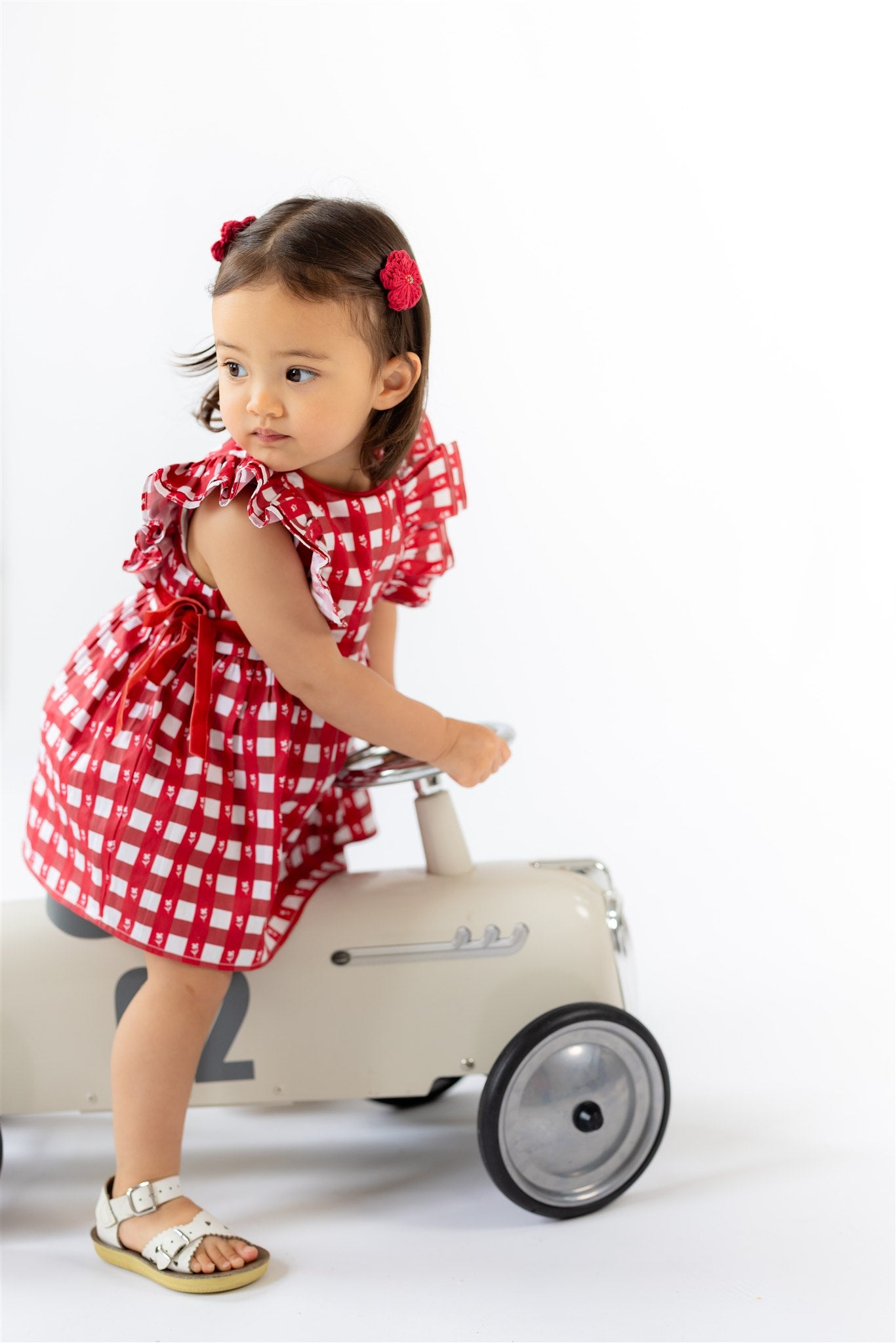 Little Red Frill Romper Dress