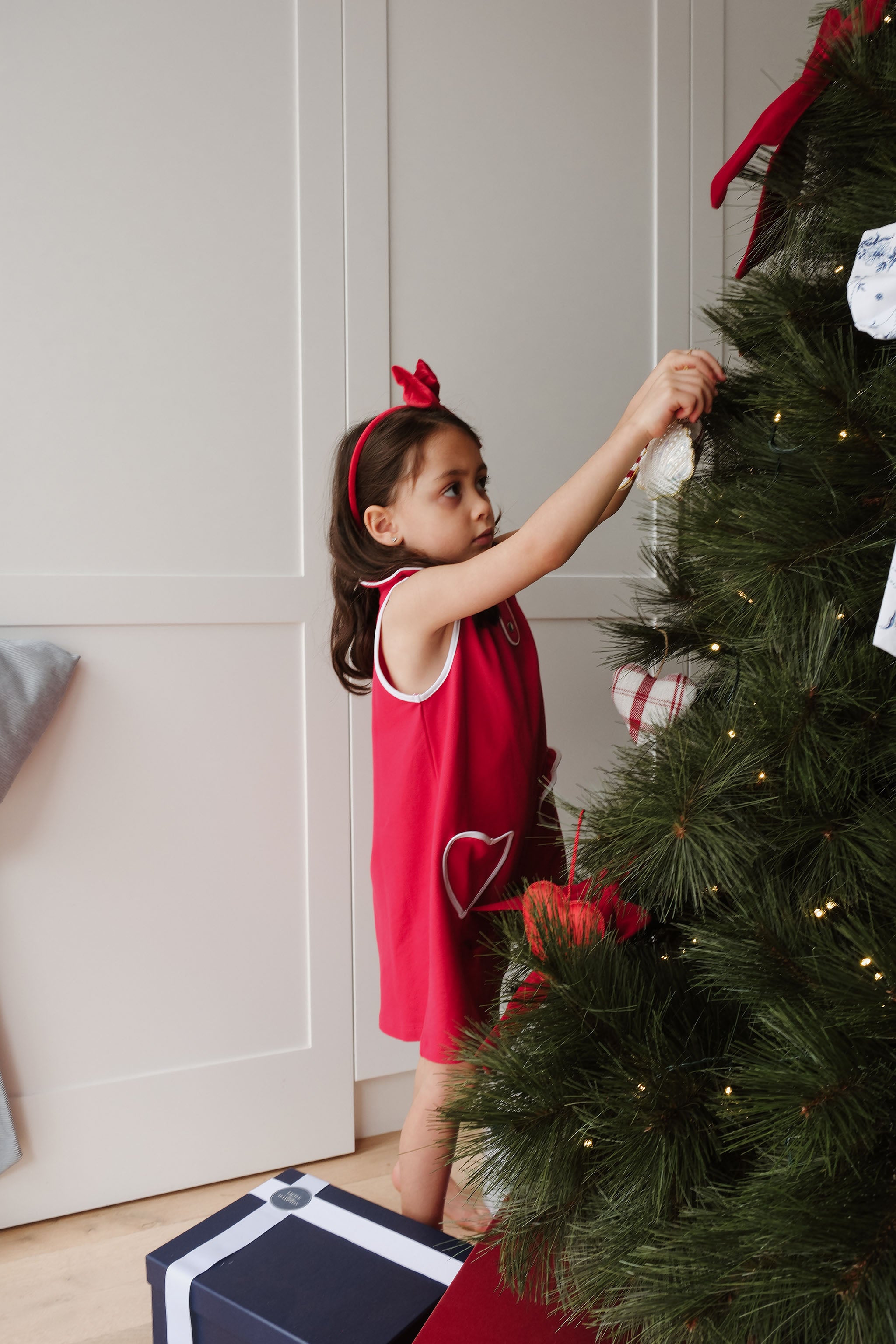 LITTLE RED HEART SHIFT DRESS