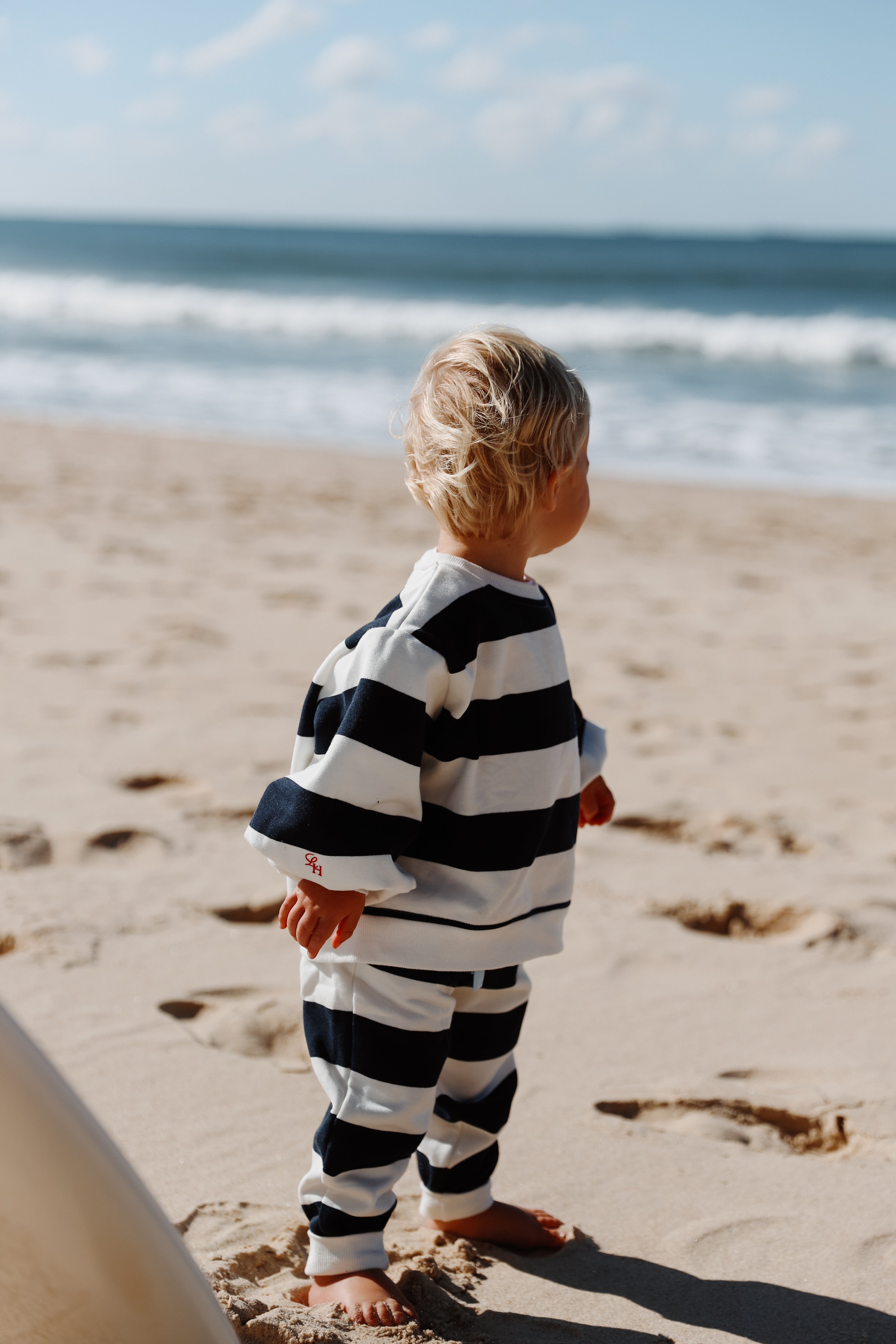 Little Navy Stripe Crewneck Sweat top