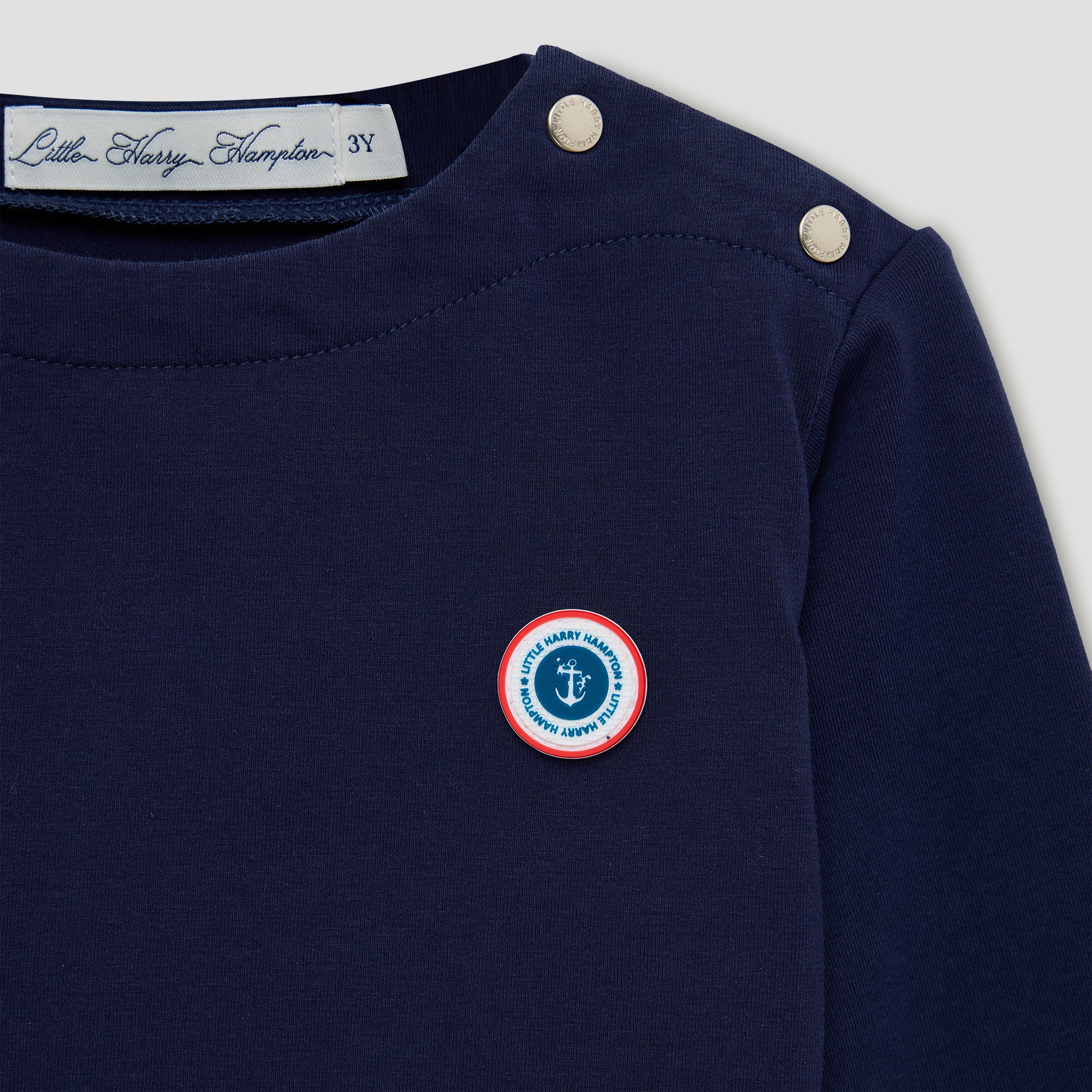 Little Navy Boat Neck L/S Tee