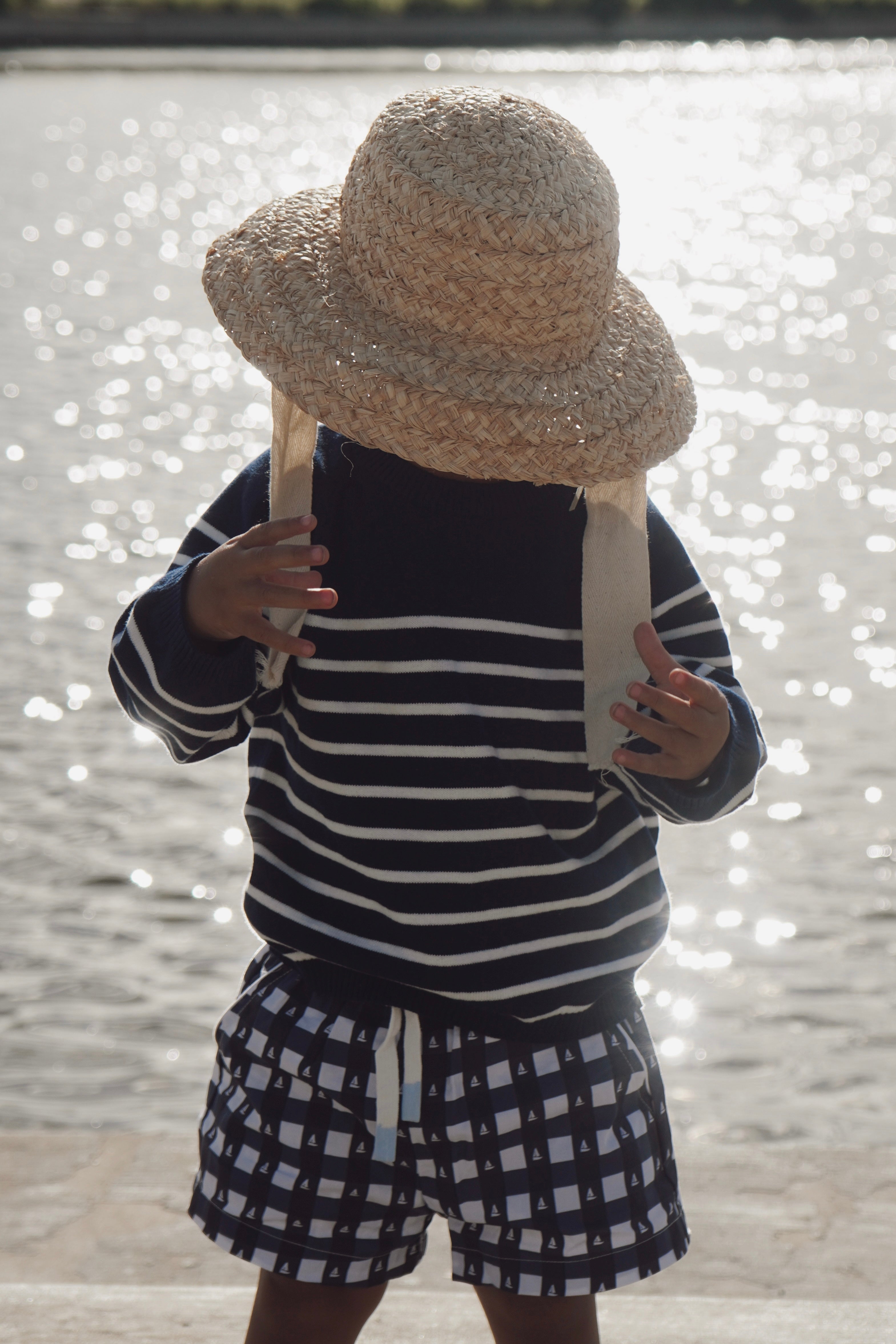 Little Navy Gingham Sailor Short