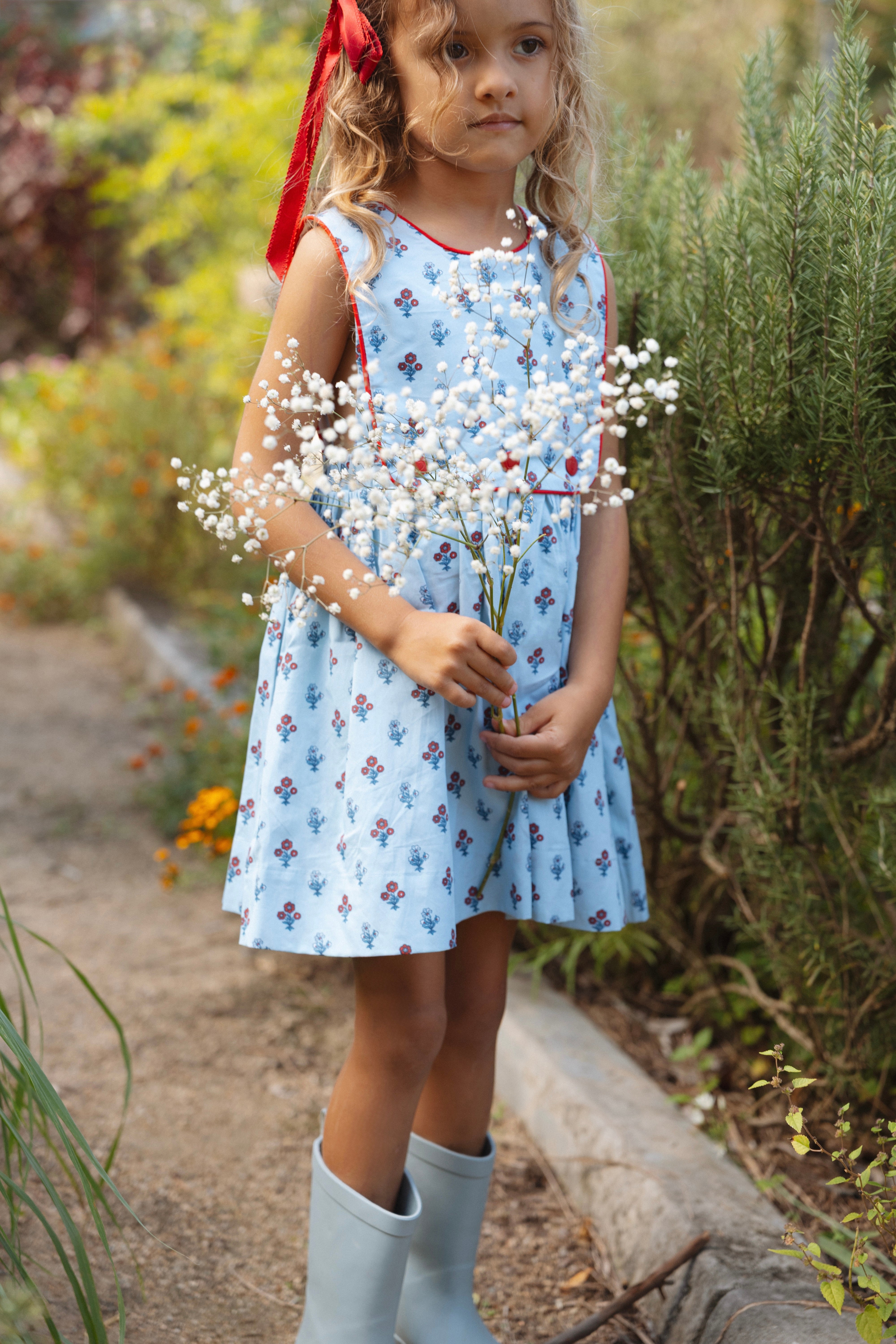 LITTLE BLUE PINAFORE DRESS