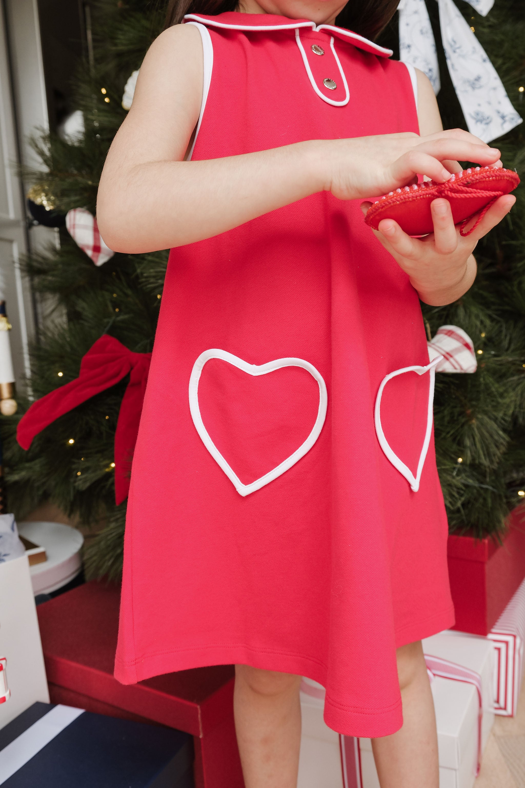 LITTLE RED HEART SHIFT DRESS