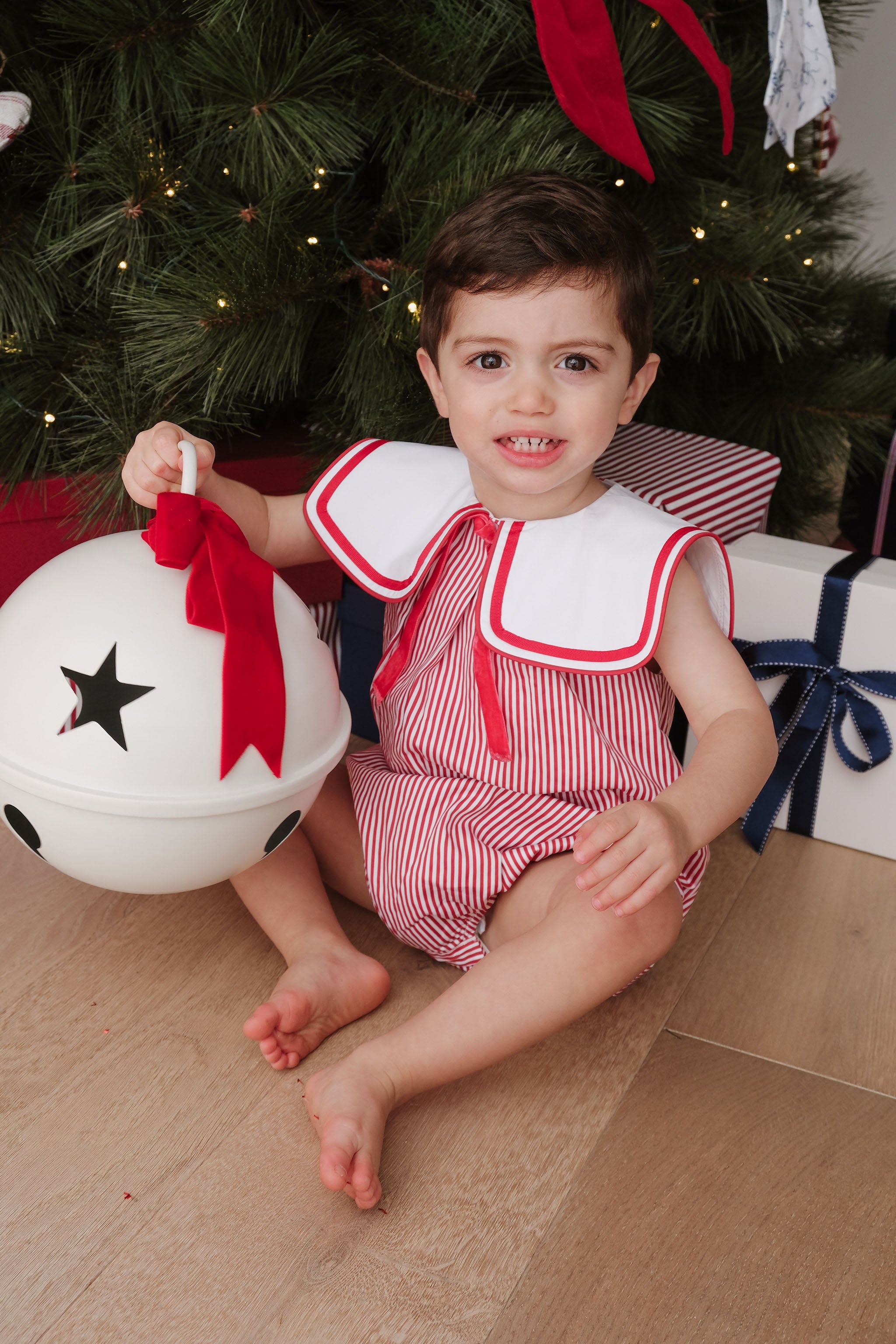 LITTLE STRIPE SAILOR ROMPER