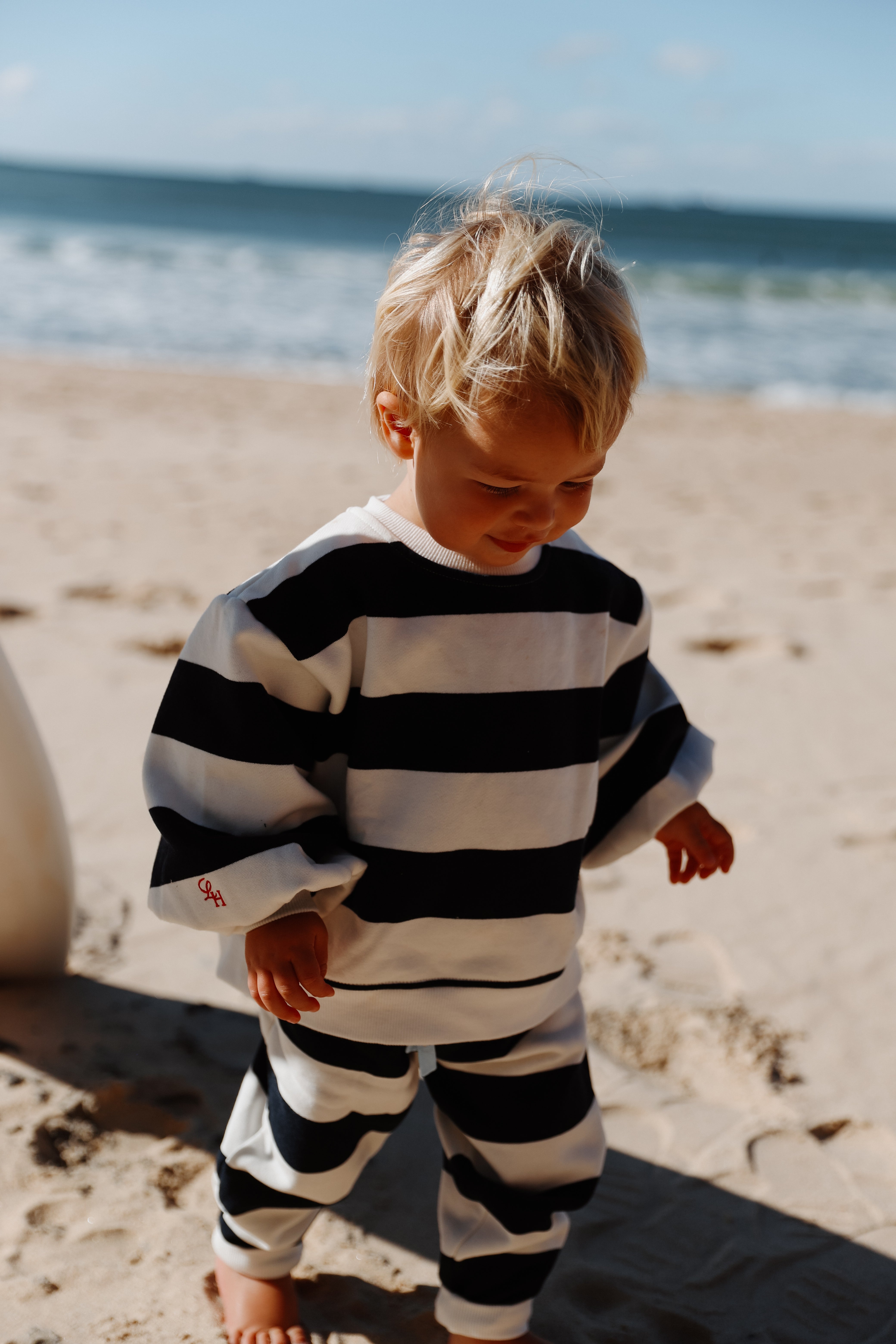 Little Navy Stripe Crewneck Sweat top